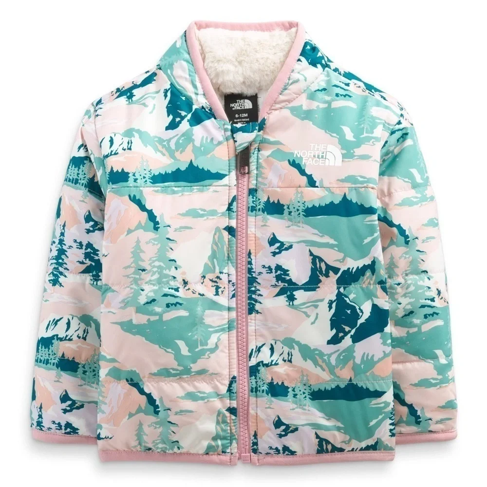 THE NORTH FACE Baby Girls Reversible Perrito Jacket 3/6m NWT pink pine